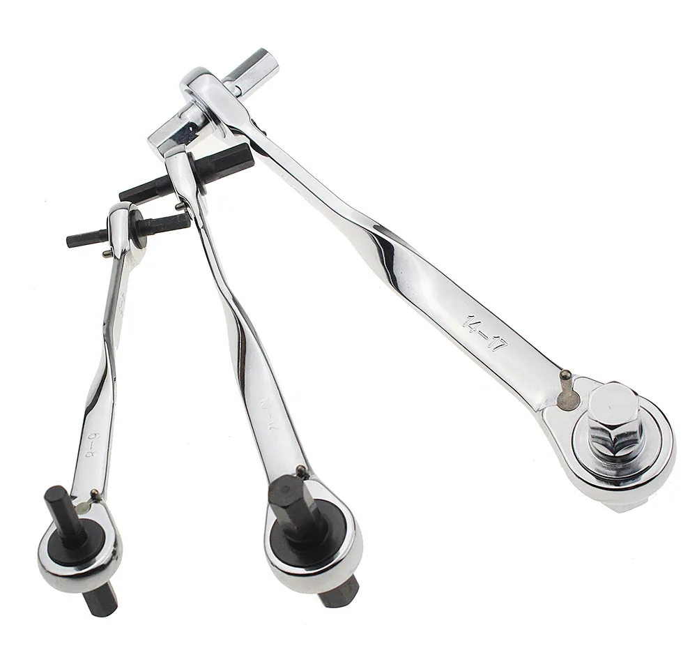 1PCS Ratchet Hex Wrench 4*5-6*8/ 6*8-10*12/ 10*12-14*17 Cr-Mo Ratchet Allen Key Double End Spanner Key Hand Tools