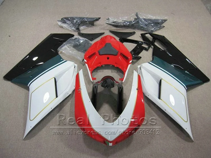 ABS plastic fairings for Ducati 848 1098 1198 07 08 09 10 11 white red black fairing kit 848 1198 2007 2008 2009 2010 2011 AS23