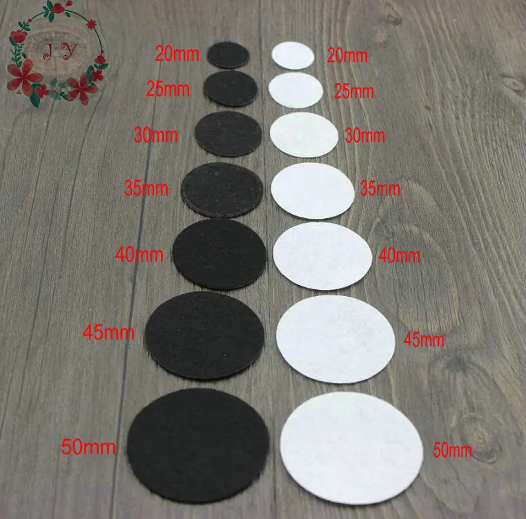 Set of 1000pcs white and black Die Cut Felt Circle Appliques DIY Cardmaking Craft Round Felt Packs 20-50mm size Wholesale