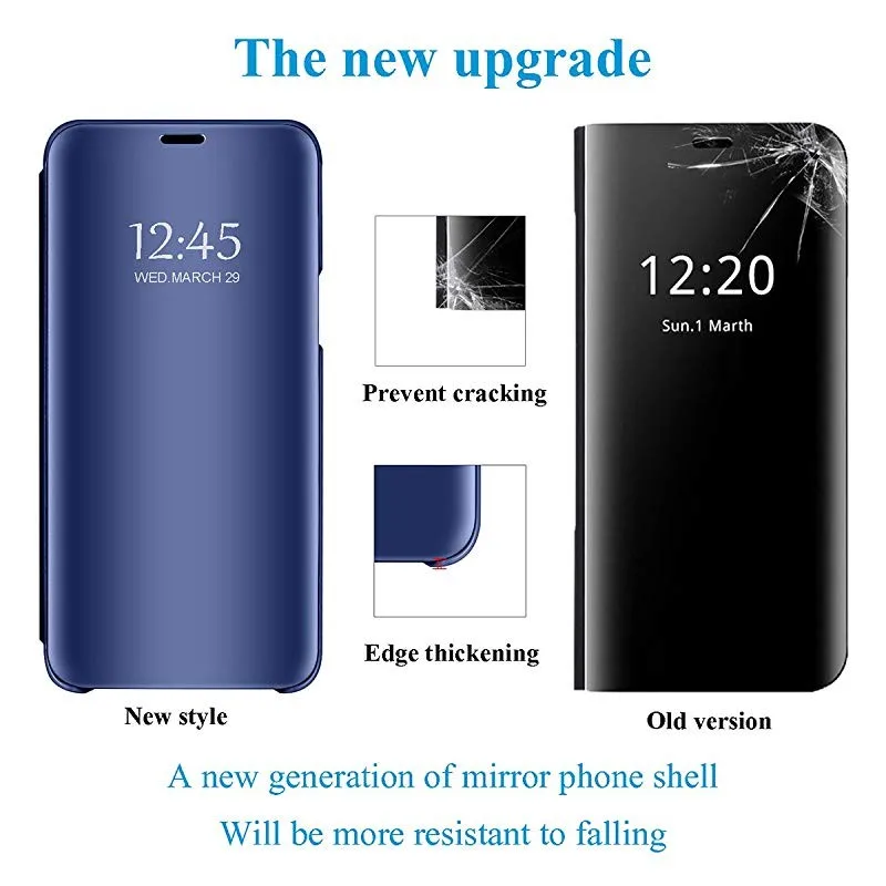 Mirror Case For Xiaomi Redmi 15C 14C MI 15T Pro 14T 13T Note 14 Pro Plus 13 Cover View PU Leather Kickstand Flip Holder Case