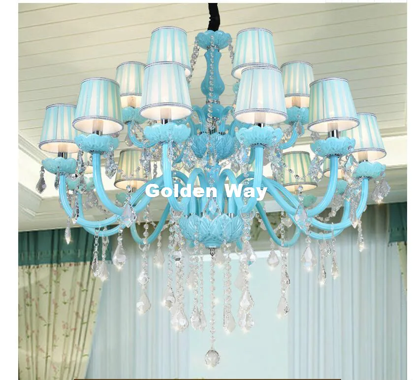 Free Shipping Decora Crystal Chandelier Lamp Tiffany Blue Crystal Modern Crystal Chandelier Guaranteed 100% Crystal Pendant Lamp