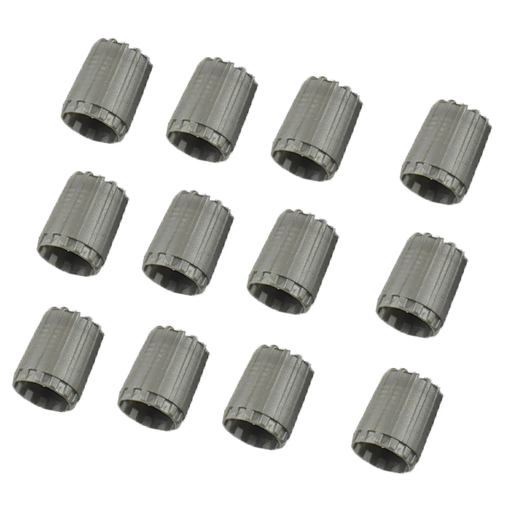 12pcs TPMS Wheel Tire Valve Stem Caps Dust Cover Inner O-Ring Durable Nylon for TPMS Standard Valve Grey