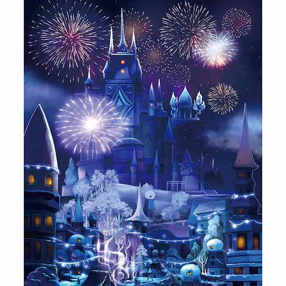 Funnytree background for photo studio Castle fireworks princess cartoon fariy tale kids photography backdrop photobooth