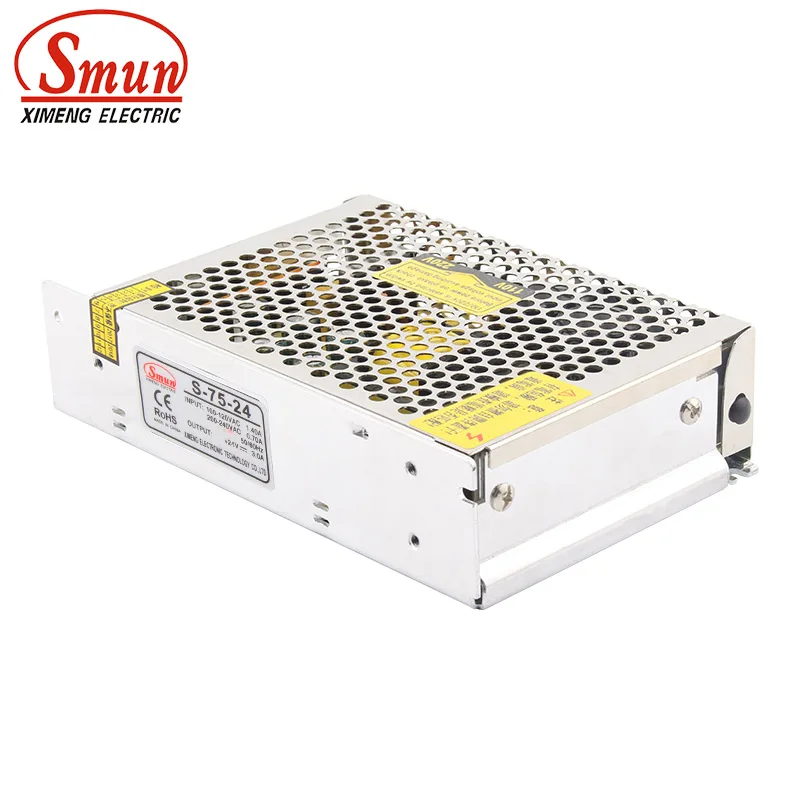 SMUN S-75-24 110V/220VAC to 75W 24V 3A Single Output Switch Mode Power Supply SMPS