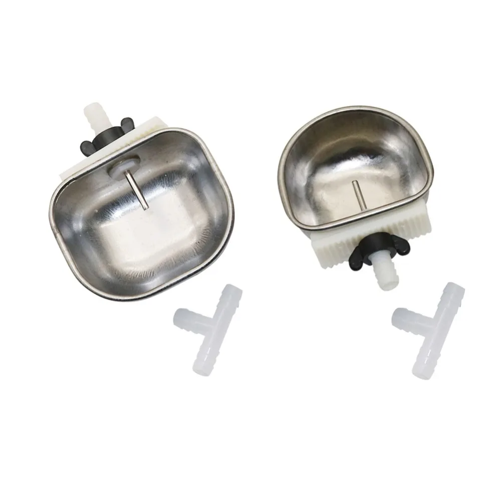 1 Set Stainless Steel Rabbit Water Bowl Farm Rabbit Automatic Drinker Rabbit cage fix cup Raising Fox Mink Drinking Bowl