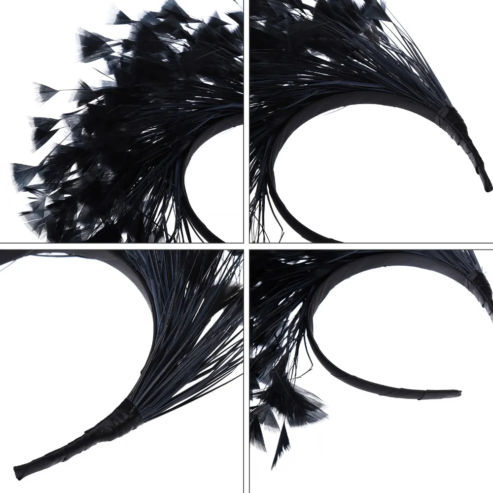 ผู้หญิง Headband Hairband Fascinator Swan Masquerade Black Feather Headbands ผม Hoop เทศกาลคริสต์มาสอุปกรณ์เสริมผม