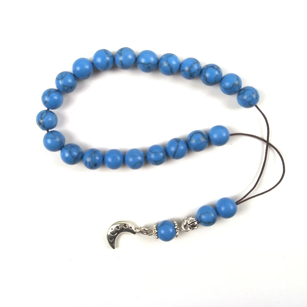 10mm Blue howlite Muslim Prayer Beads Islamic Tasbih Allah Prayer Tesbih Islam Misbaha worry beads