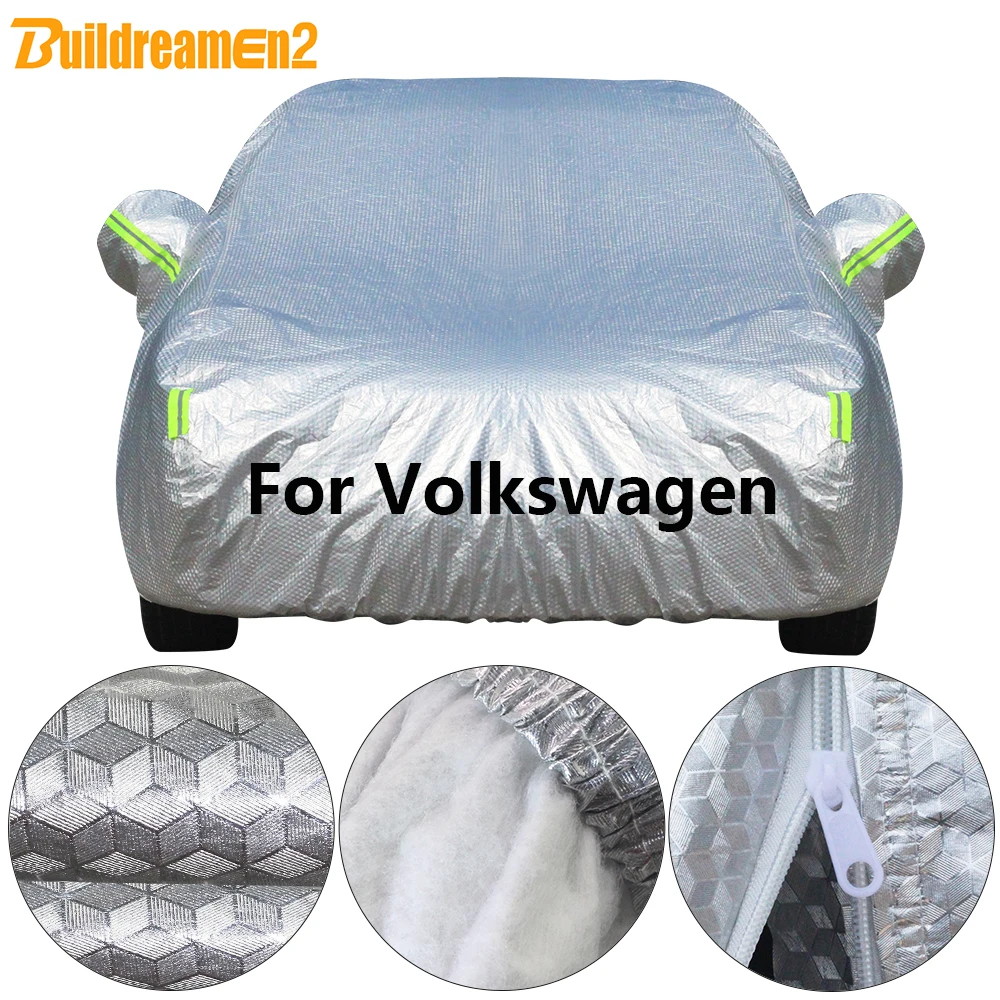 

Buildremen2 Cotton Car Cover Sun Rain Snow Resistant Cover Waterproof For Golf Polo Sharan EOS Beetle Tiguan Santana Touran