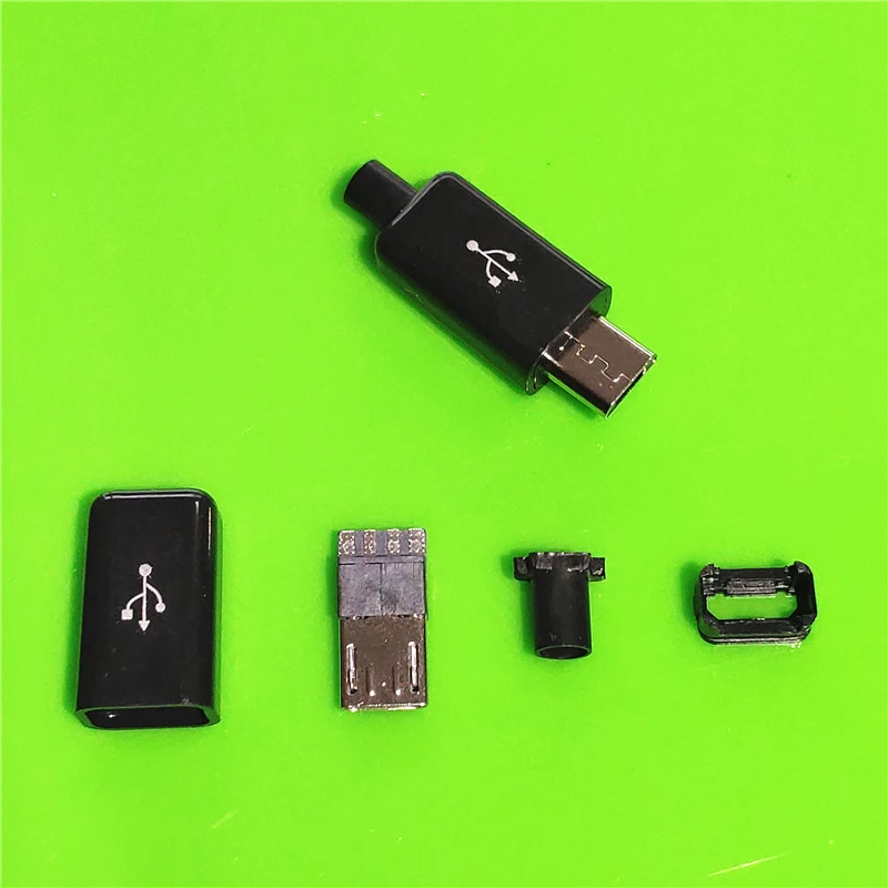 10 teile/los micro usb 4pin stecker stecker schwarz/weiß schweißen daten otg linie schnitts telle diy daten kabel zubehör