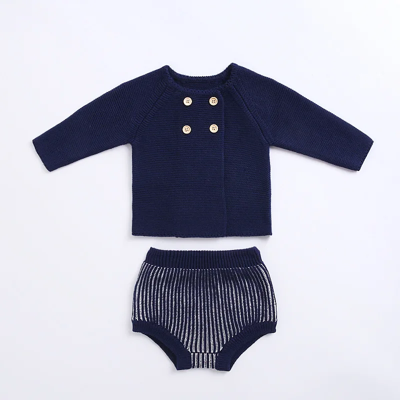 2022 NewBaby Girl Clothes Cotton Knit Set Baby Coat and Shorts Spring Autumn Infant Clothing Suit Baby Boy Clothes Winter Outfit