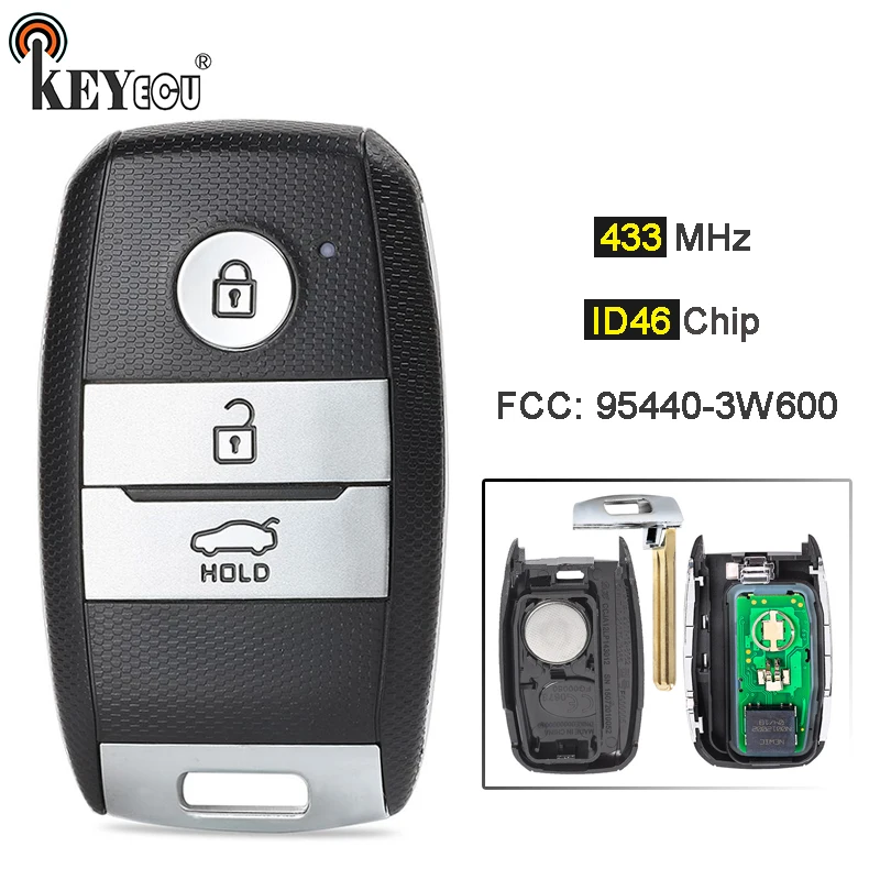 KEYECU 433MHz ID46 Chip FCC ID: 95440-3W600 Replacement 3 Button Remote Car Key Remote Car Key Fob for Kia K5 Sportsge