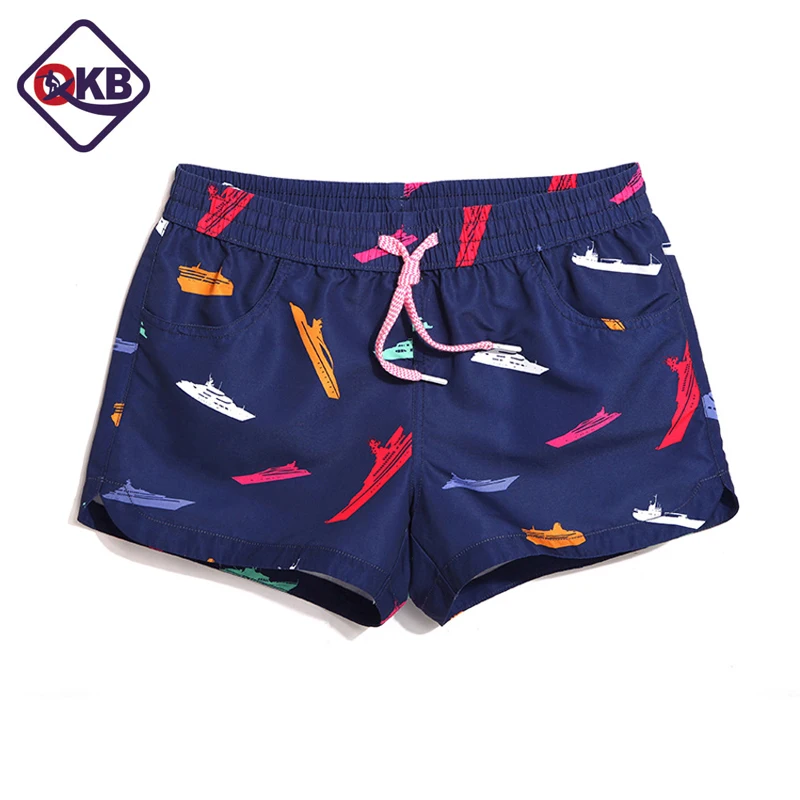 Qikerbong man and women  Board shorts navy blue summer swimwear Lover shorts buy 2 pcs 1 bag gift