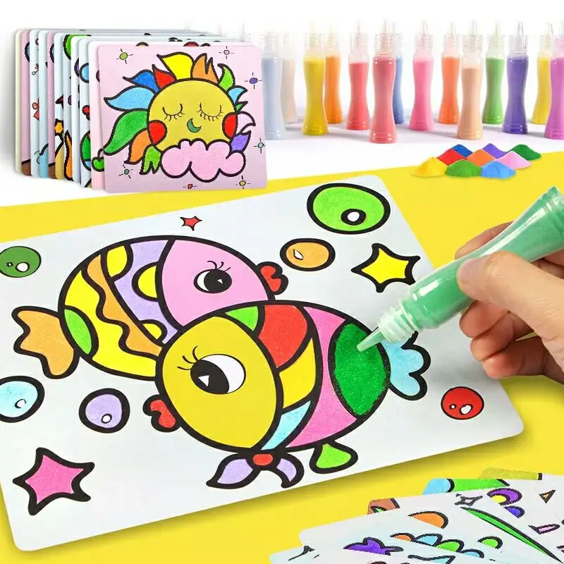 Cor areia diy pintura de areia brinquedo criativo e engraçado artesanato desenvolvimento brinquedos presente interação pai-filho para bebê e criança