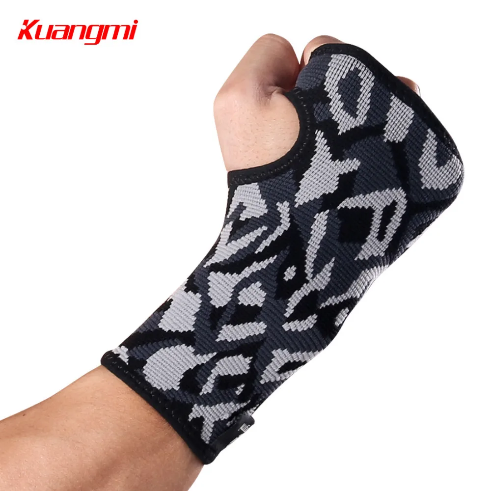 Kuangmi 1PC Compression Sports Wrist Brace Support Wristband Thumb Stabilizer Hand Wrap for Volleyball Tennis Weightlifting Gym