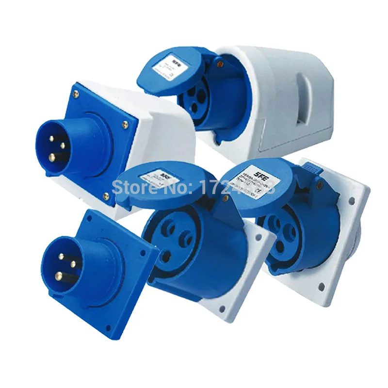 16A 3 pole connector Industrial male&female sockets SFN-113/SFN-313/SFN-413/SFN-513/SFN-613 waterproof IP44 220-240V~2P+E