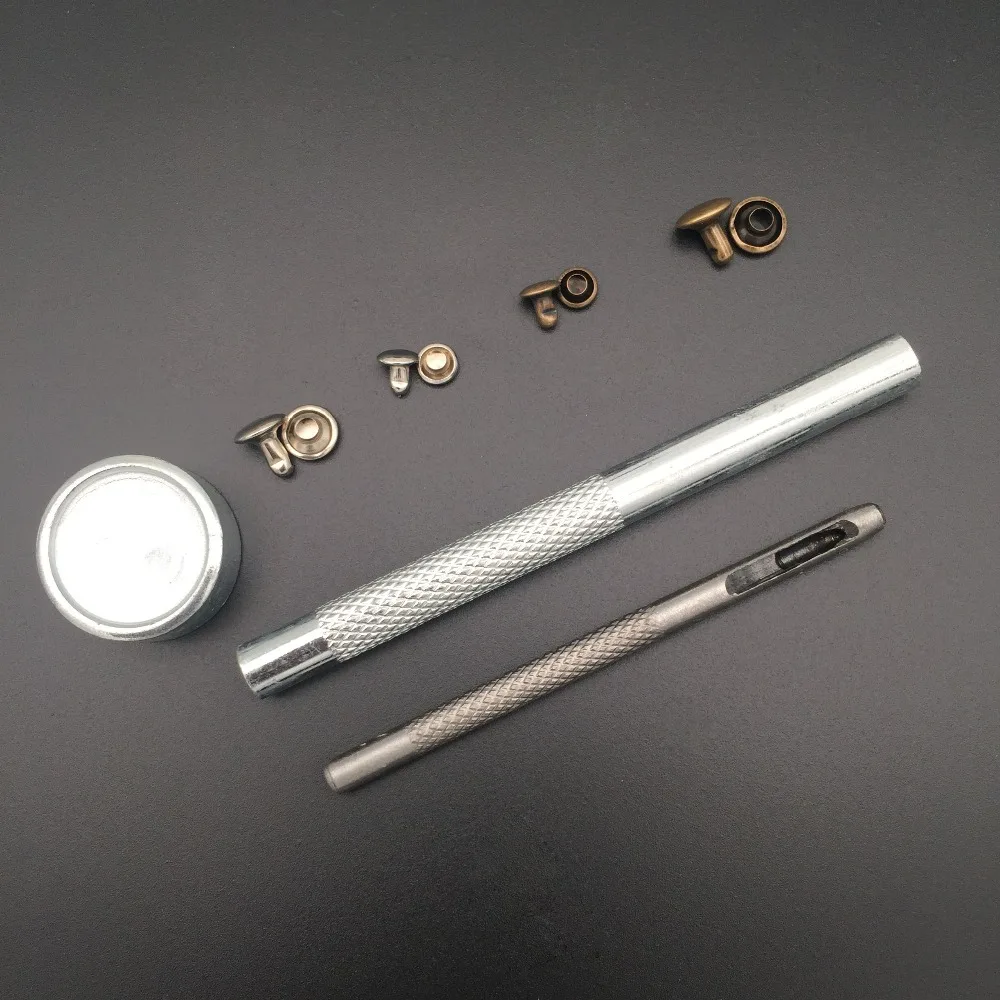 120 Set Leather Repairing Rivets Craft Snaps Fastener Button Press Studs Silver Bronze Rivets with Fixing Tools for DIY Craft