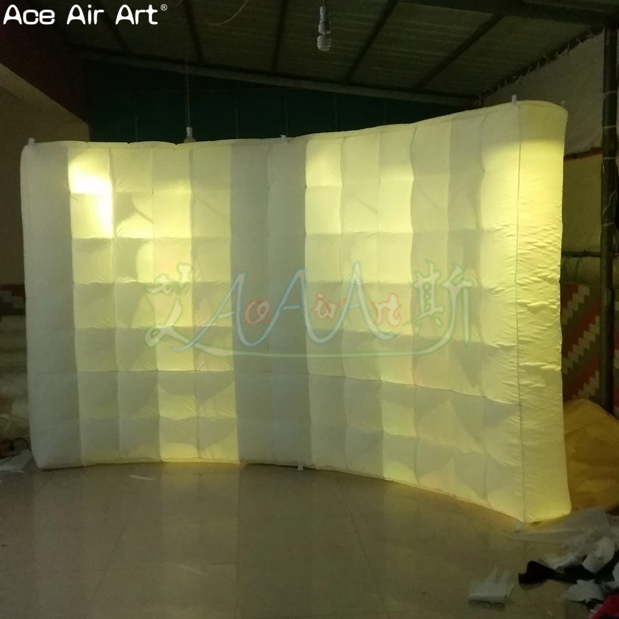 Curved DJ Booth Inflatable Photo Backdrop DJ Booth Logo Wall with Led Lights for Party and Events