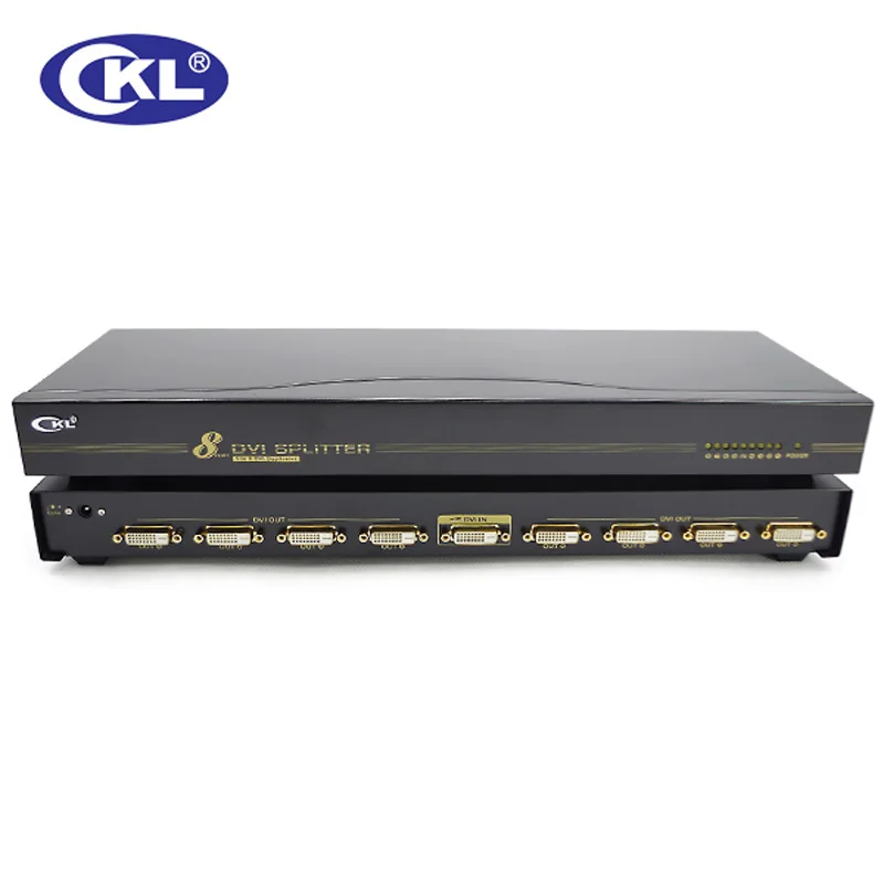 CKL-98E 8 Port DVI Splitter 1 x 8 DVI Distributor Box Support 3 Level Cascadable and OSD