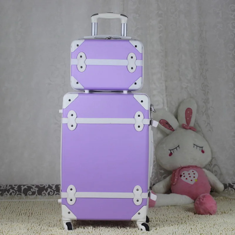 Letrend ABS Vintage Suitcase Wheels Rolling Luggage Set Spinner Women Retro Trolley Cabin Travel Bag Students Carry On Trunk