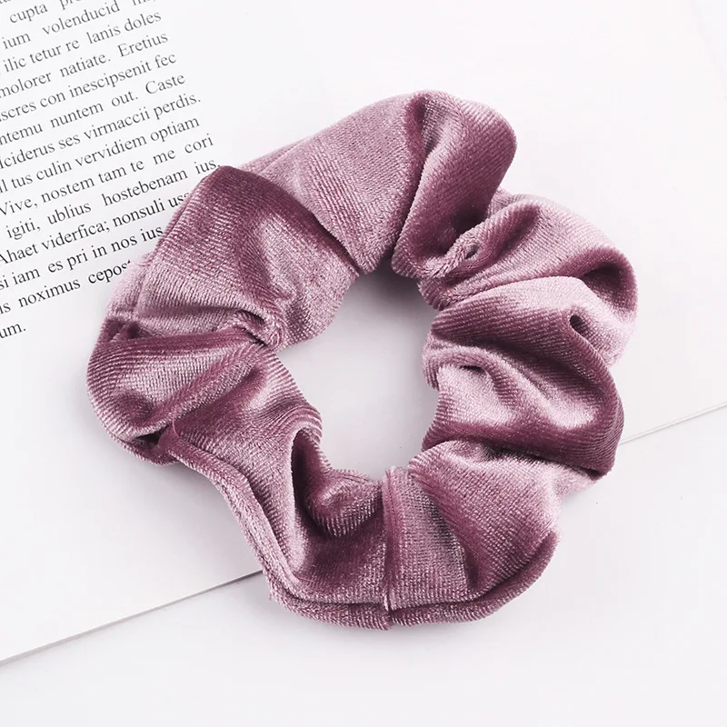 Yeni Moda altın kadife Kadın Saf renk vahşi kalın bağırsak Elastik Saç Spor Dans Scrunchie Kızlar saç aksesuarları
