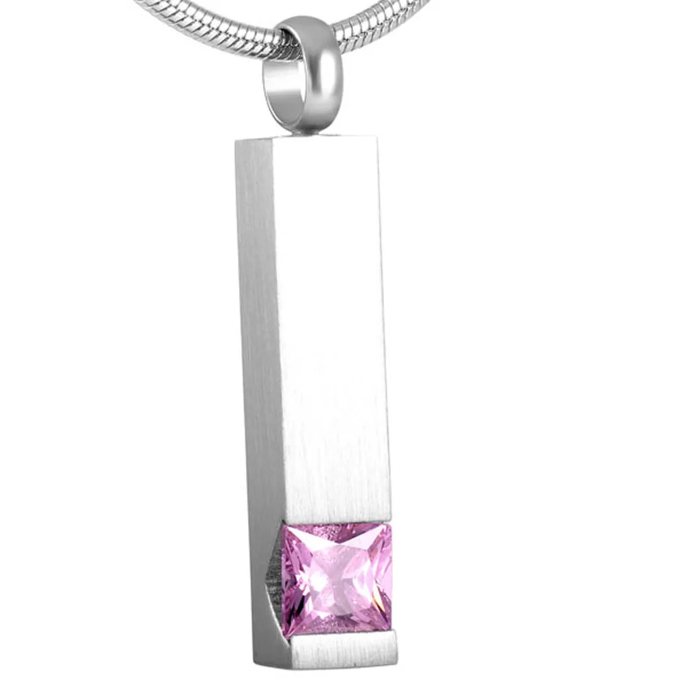 Wholesale urn necklace With Crystal Pendant stainless steel birthstone memorial ashes holder keepsake Cube cremation jewelry