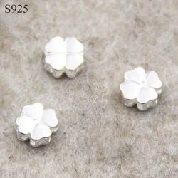 2pcs Genuine Real Pure Solid 925 Sterling Silver Flower Spacer Loose Beads Necklace Bracelet DIY Jewelry Making Findings Bead