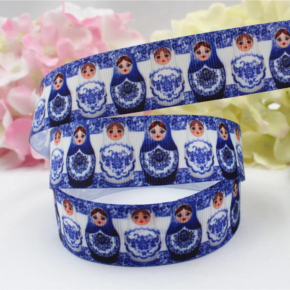 16607-72 , 25MM Matryoshka Printed grosgrain ribbon,garment accessories hair accessories material, DIY Handmade decoration