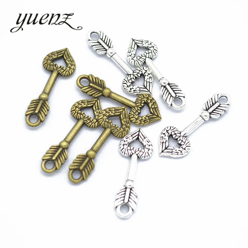 YuenZ 20 pcs Antique Heart shaped Arrow Charms Pendants for Jewelry Making Necklace Bracelet Accessories Findings 25*9mm M42