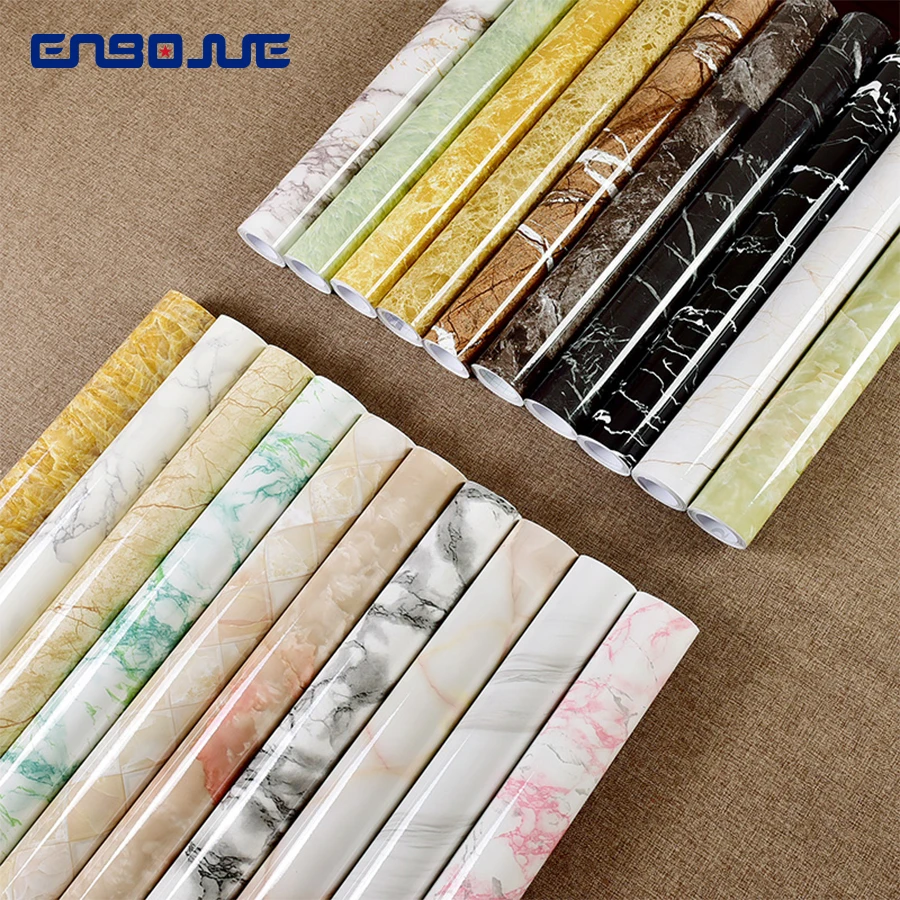 Self Adhesive Waterproof Marble Wall Stickers Background Walls Living Room Wallpaper Home Decor Kitchen Oil Refurbished Stickers