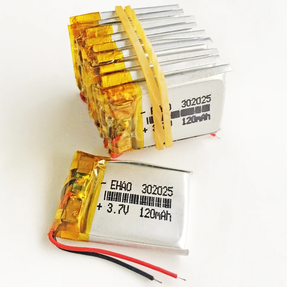 10 PCS 3.7V 120mAh Lithium Polymer LiPo Rechargeable Battery For Mp3 GPS PSP Bluetooth Speaker Headphone Smart Watch 302025