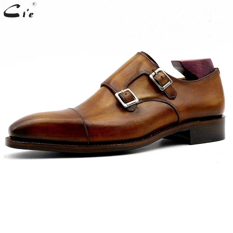 cie monk shoes for man patina brown dress shoe genuine calf leather outsole men suits formal leather work shoe handmade No. 3