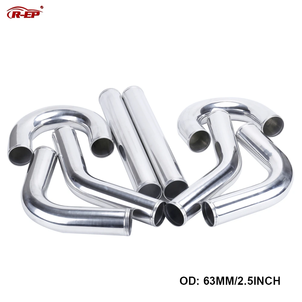 R-EP Universal 2.5inch Aluminum Tube 63mm Air Intake Pipe for Racing Car Intercooler Air Intake 0/45/90/180 Degrees L S Type