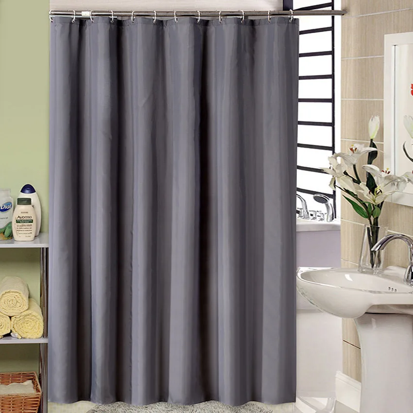 Dark Grey Shower Curtain Solid Color Waterproof Bath Curtains Bathroom For Bathtub Bathing Cover Extra Large Wide 12pcs Hooks