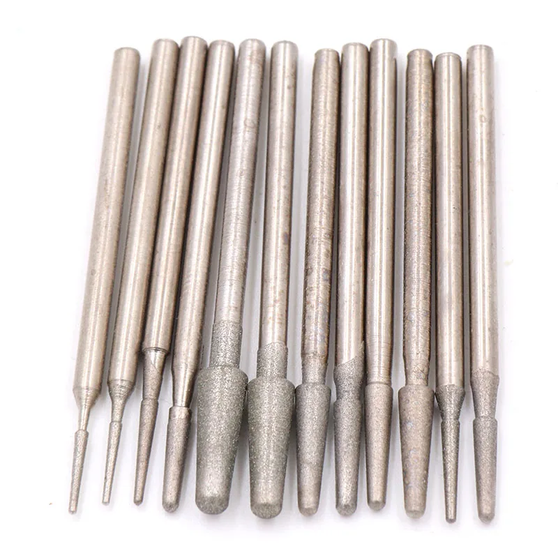 5/10pcs Grit 600/1200 Diamond Grinding Head 1-4mm Rotary Drill Bits Burrs Metal Stone Jade Engraving Carving Tools B Needle