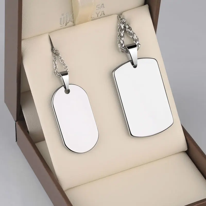 High Quality Tungsten Carbide Pendants Dog Tag Man Woman Pendants Necklace Laser Engrave Letters/ Photos Free Shipping