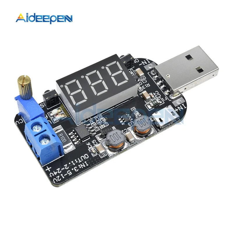 USB 5 فولت إلى 3.3 فولت 9 فولت 12 فولت 18 فولت 24 فولت قابل للتعديل باك دفعة الجهد المنظم التنحي تصعيد وحدة LED عرض 5 فولت إلى 1-24 فولت
