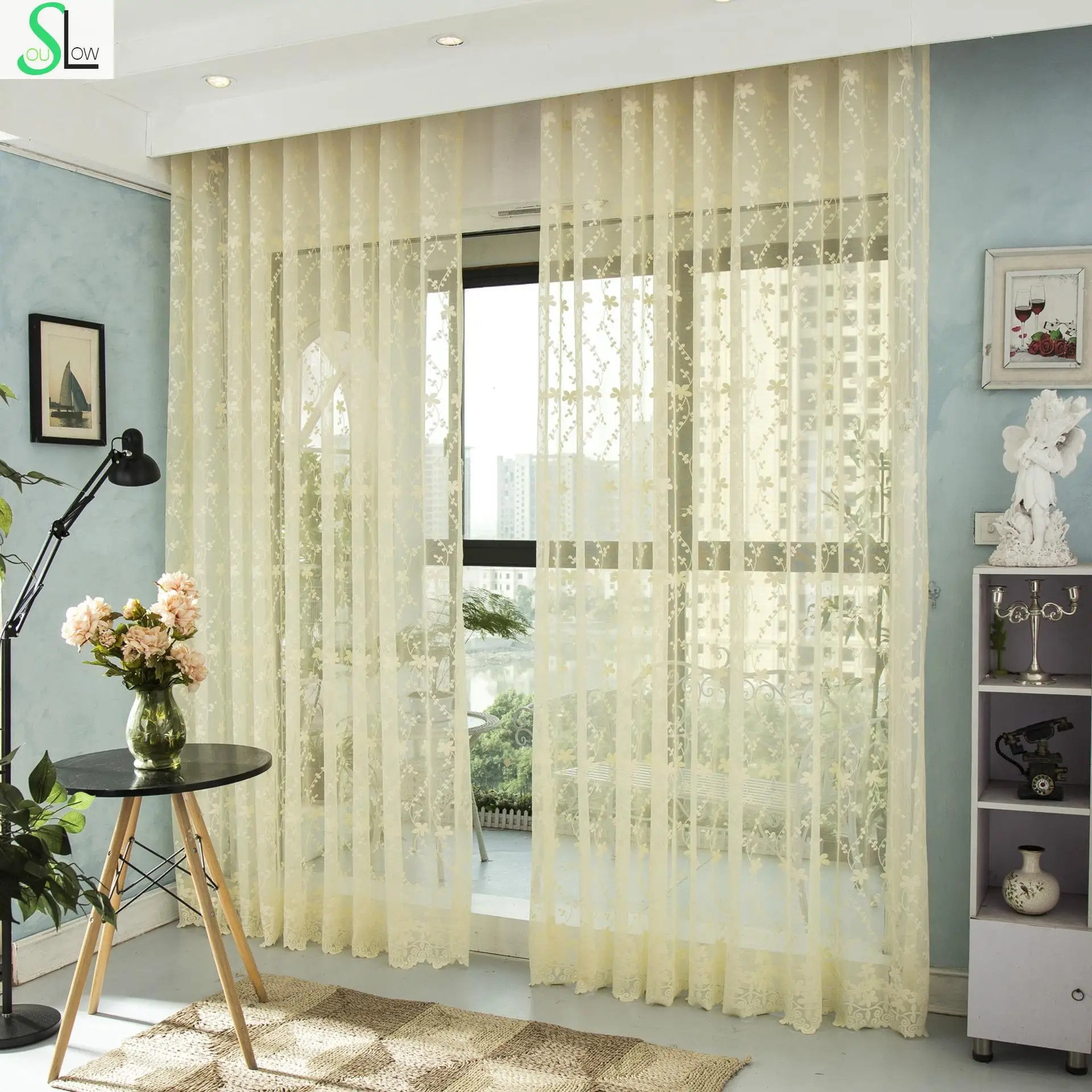 

Slow Soul Pink Cream Light Yellow Shade Curtains Pleated Europe Cortinas Tulle For Living Room Kitchen Bedroom Sheer Fabric