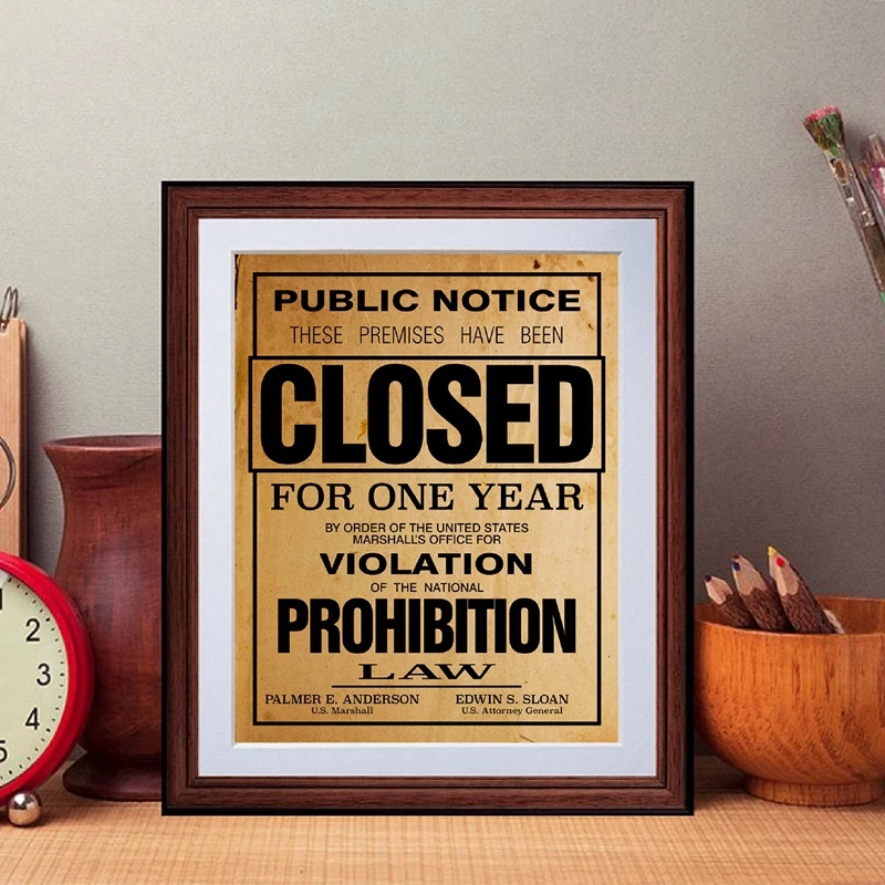 US Government Prohibition Poster Reproduction Print Home Decor Retro Wall Art Canvas Painting Vintage Picture Wall Decoration