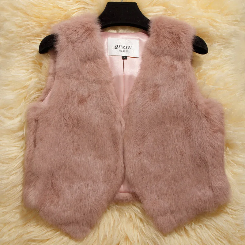 

Luxury Genuine Rabbit Fur Vest Waistcoat Autumn Winter Women Fur Gilet Lady Outerwear Coats Clothing 0719