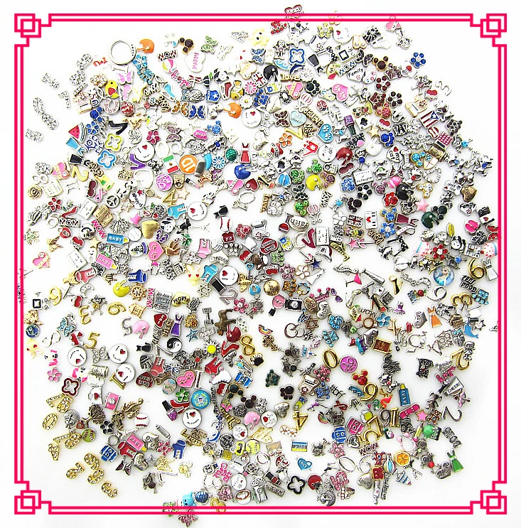 

Hot Selling 50pcs/Lot Mix Random Different Floating Charms Living Gass Pendant Lockets Accessories