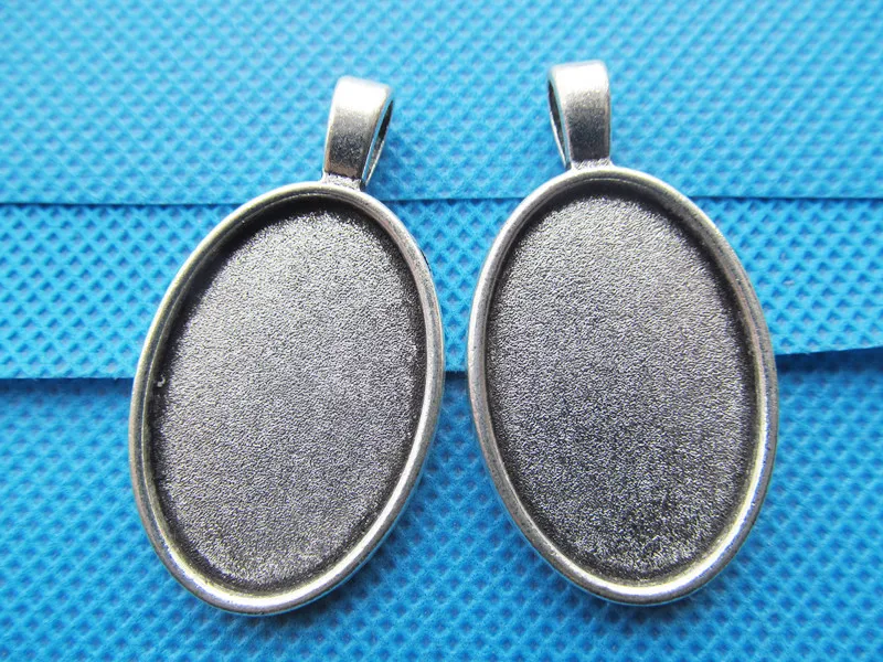 Free Shipping 50pcs Thick Heavy Oval Base Setting Tray Bezel Pendant Charm,Fit 20mmx30mm Cabochon/Cameo