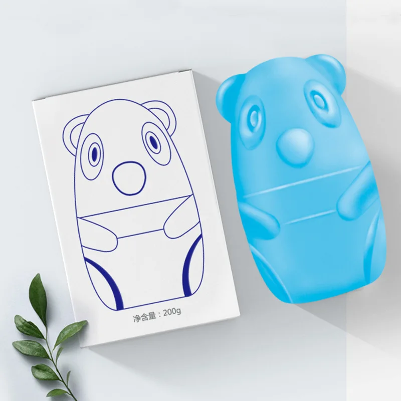 1Pc Cute Blue Bear Toilet Cleaner Magic Automatic Flush Toilet Cleaner Helper Blue Bubble Cleaning Deodorizes Bathroom 60 Days U view 4
