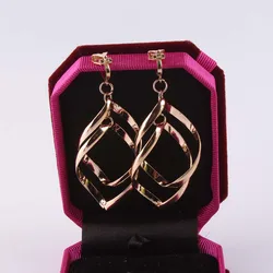 Charm Fashion Long Clip on earrings Women Gold Multilayer Hollow Metal No Pierced Earring Jewelry