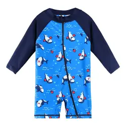 BAOHULU UPF50+ Cartoon Kids Swimwear Long Sleeve Baby Boy Swimwear One Piece Toddler Swimsuit Infant Bathing Suit for Boys Girls