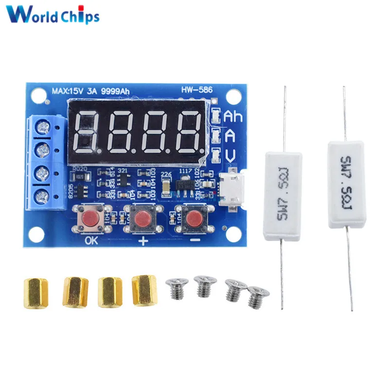 HW-586 ZB2L3 1.2v 12v 18650 Li-ion Lithium Battery Capacity Tester Resistance Lead-acid Battery Capacity Meter Discharge Tester