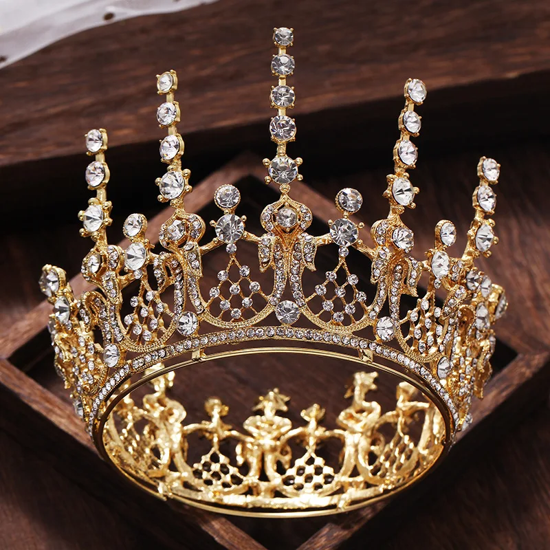 

New Vintage Romantic Full Round Wedding Tiara Crown Crystal Princess Pageant Headpieces Bridal Wedding Hair Jewelry Crowns