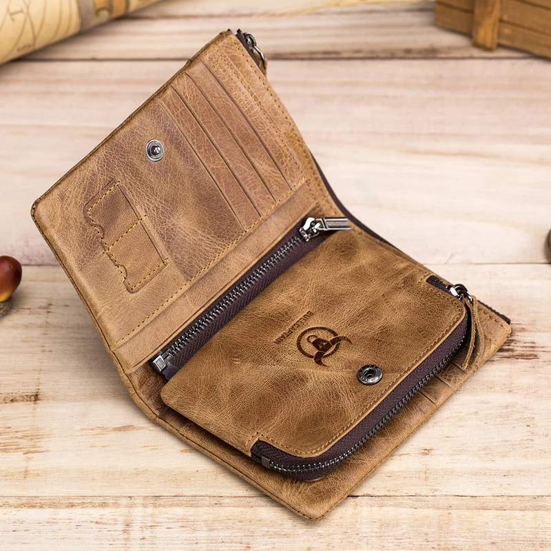 New Genuine Cowhide leather Men Wallet Short Coin Purse Small Vintage Wallet Brand High Quality Designer New Short Wallet