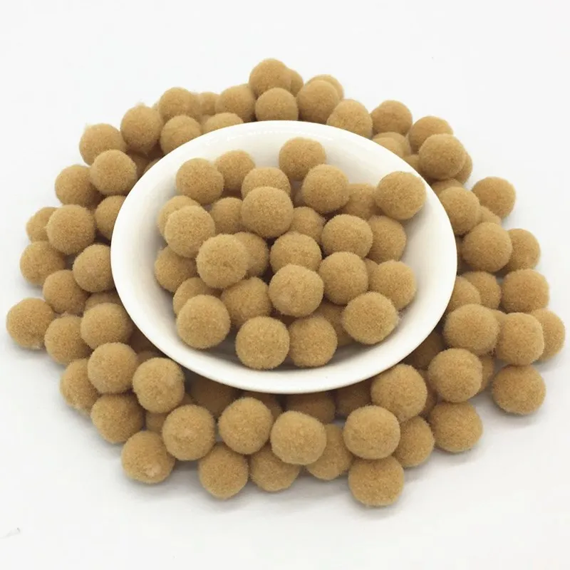 Khaki Pompoms 8/10/15/20/25/30mm Fur Plush Ball Craft DIY Soft Pompon Wedding Home Garment Sewing on Cloth Accessories 20g