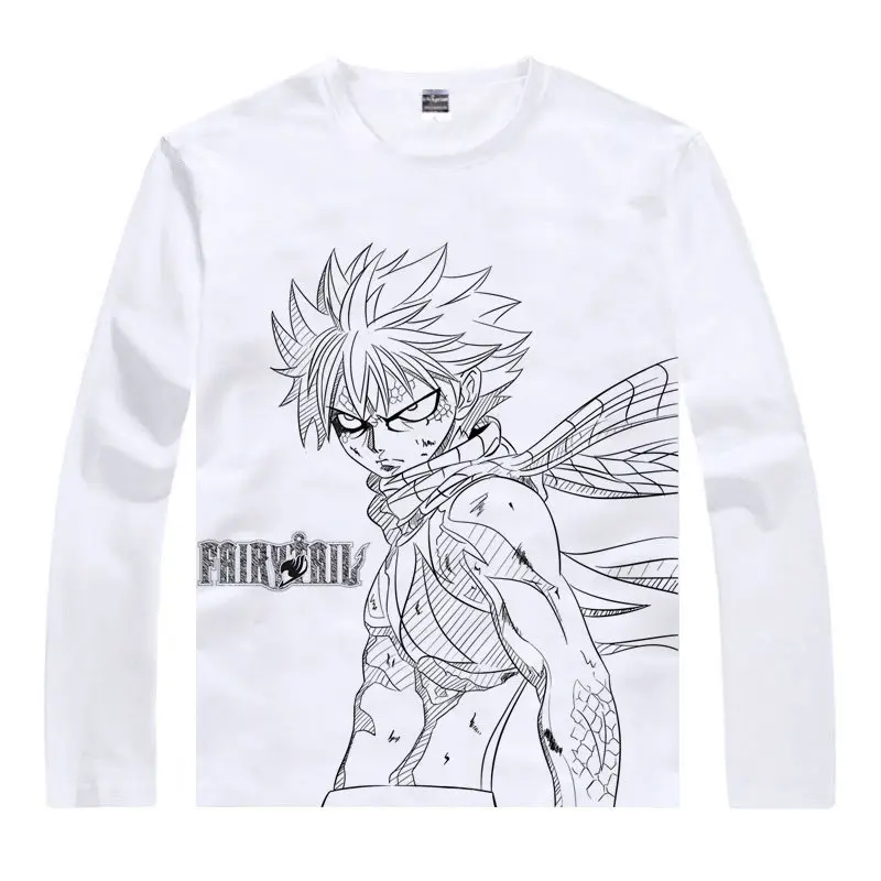 Fairy Tail T-Shirt Natsu Dragneel Shirt Men Cool Long Sleeves T Shirts Anime Clothing Men Anime Shirts & Long Sleeves T-shirts A