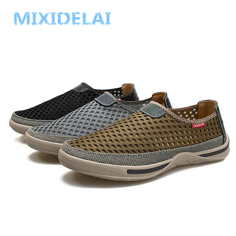 MIXIDELAI Men Shoes New Fashion Sneakers Brand Mesh Shoes High Quality Breathable Sneakers Slip on Summer Casual Shoes For Men